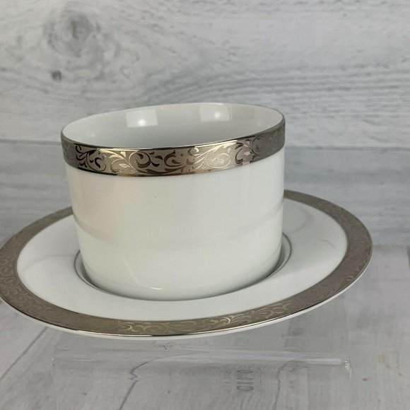 Nikko PLATINUM FILIGREE White Cup Saucer Set - Picture 3 of 9